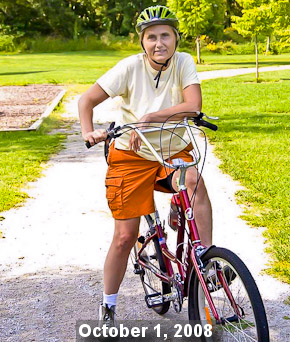 Dr. Wahls on a bicycle, 2008